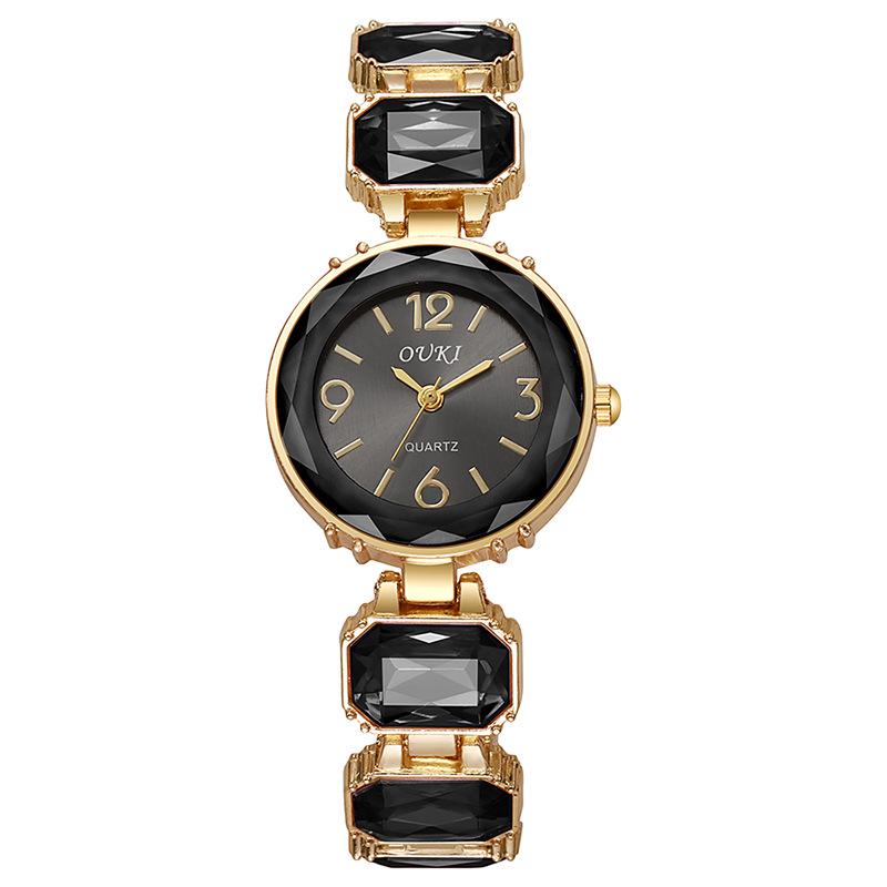 Diamond-Set Candy Ladies' Quartz Bracelet Watch - Round Dial & Square Sugar Cube Design
