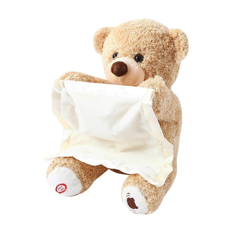 Cross-border Peek-a-boo Bear Can Sing and Play Games, Cover Your Eyes, Smart Electric Soothing Teddy Bear CE Plush Toy