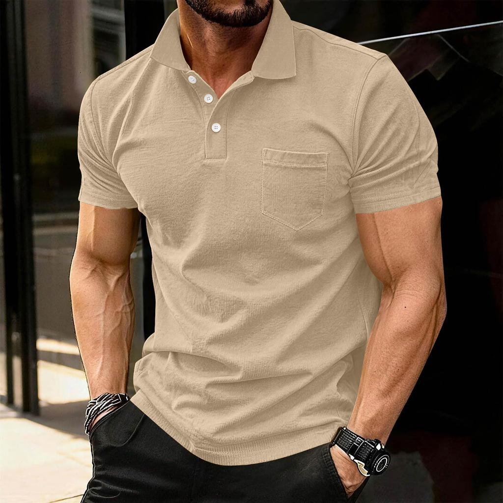 Men's Fashion Shirts Short Sleeve Casual Cotton Golf Shirts Moisture Wicking Shirt With Pocket