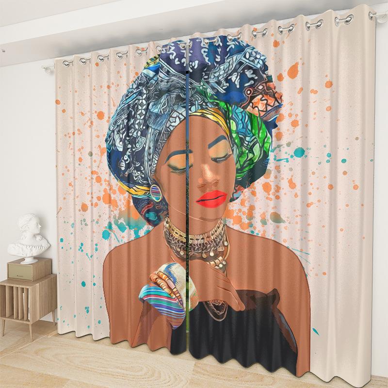Afroamerykańska Kobieta Tkanina Zasłonowa Sypialnia Salon Balkon Zasłona Zaciemniająca Biuro Hotel Zasłona Izolacyjna