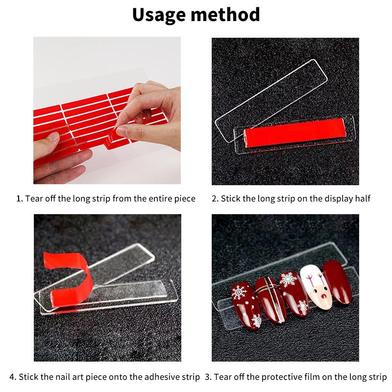 2 szt. Przezroczysta taśma klejąca do paznokci Stojak ekspozycyjny na sztuczne paznokcie Naklejki z klejem Dwustronnie klejone Narzędzia do ćwiczeń i prezentacji manicure