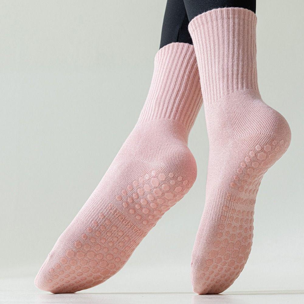 Anti Slip Silicone Yoga Socks Pure Cotton Pilates Socks Medium Length Socks  Pilates