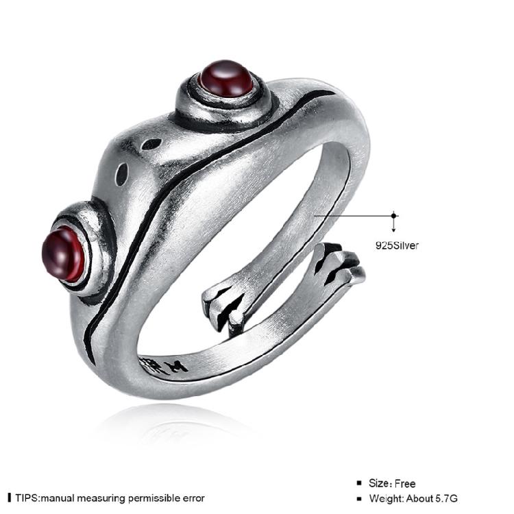 Silver Frog Open Rings Vintage Cute Animal Finger Ring for Women Men Couples