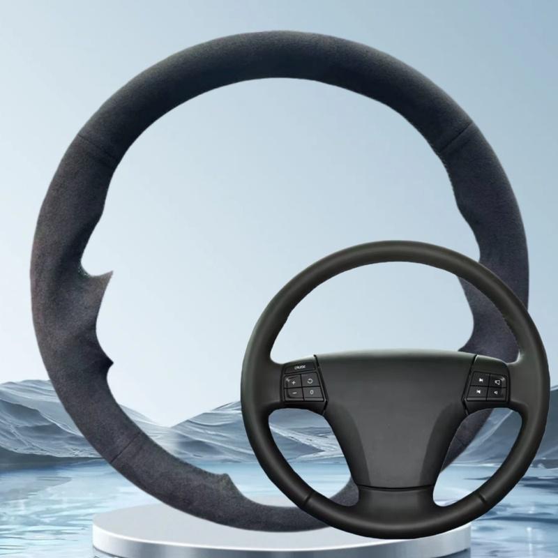

ization Car Steering Wheel Cover For Volvo S40 2006-2012 V50 2005-2011 Hand Sewing Warm Suede Car Interior Accessories Blue Thread