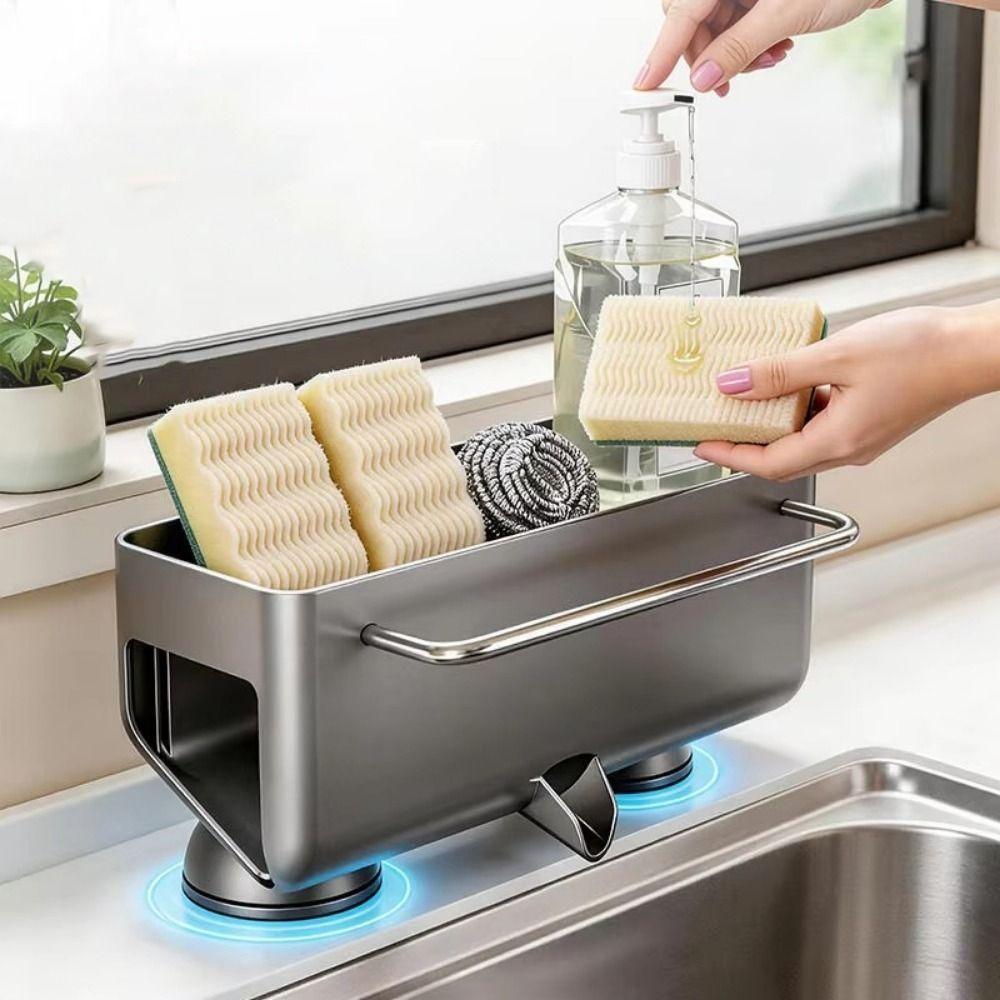 Carbon Steel Sink Storage Rack Punch Free Dishcloth Drying Rack Sink Drain Basket Dish Soap