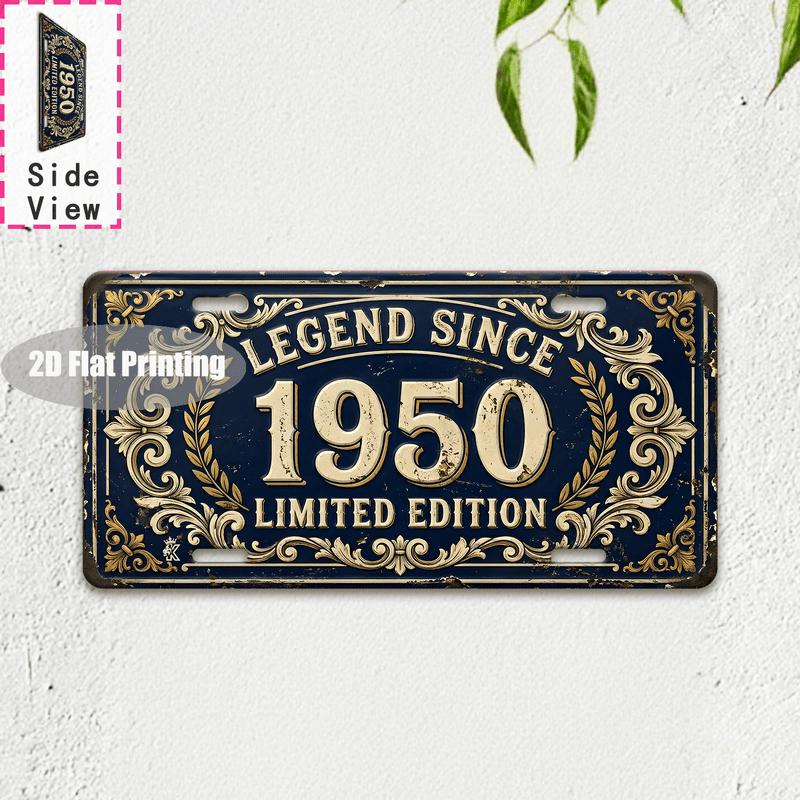 Vintage City Landscape Year Text Metal License Plate Sign Retro 2D Flat Printed Tin Plaque Wall Art Decor for Bar Home