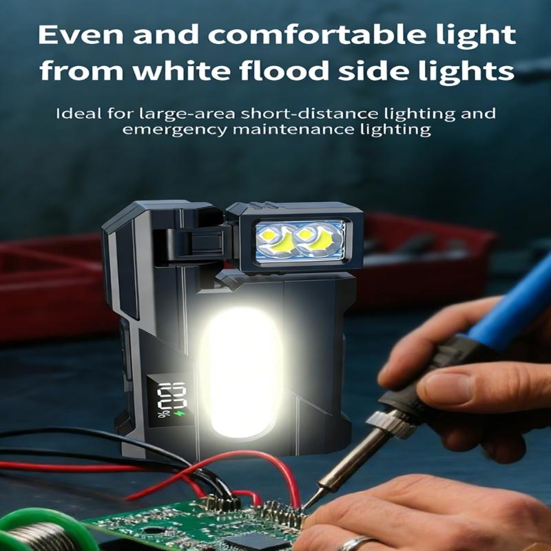 2PCS Magnetic Work Light With Type C Fast Charging IP68 Waterproof Rotatable Head For Technicians Repair And Cave Exploration