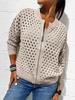 2025 Women's Casual Hollow Knit Zipper Jacket - European and American Style