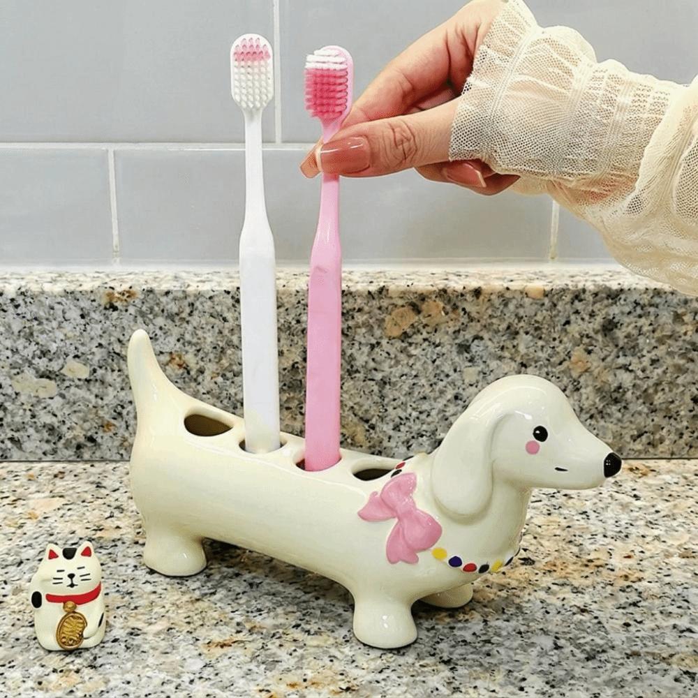 Ceramic Dachshund Toothbrush Holder Creative Toothpaste Toothbrush Base Hotel Use