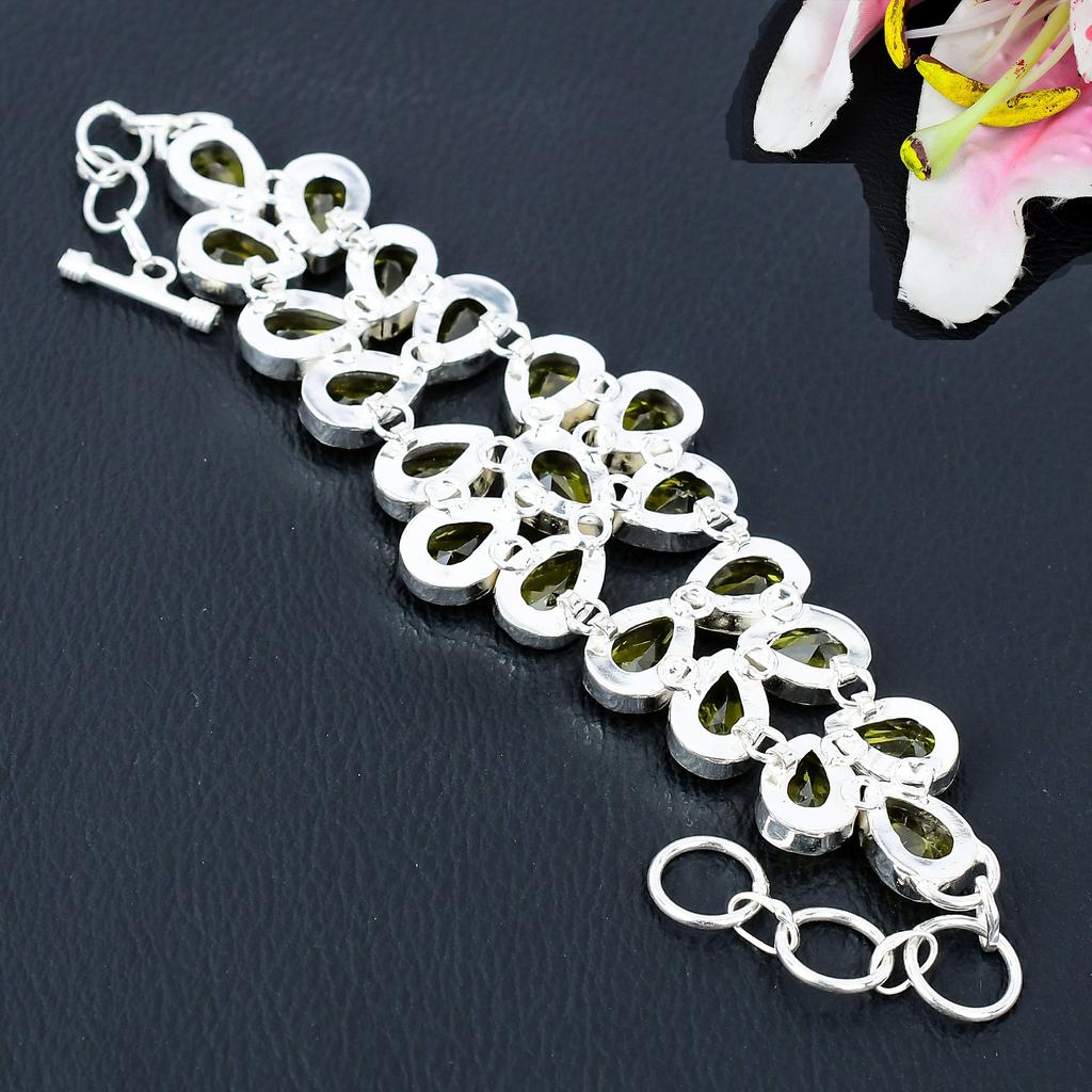 Citrine Gemstone Handmade 925 Sterling Silver Bracelet 7-8" KG-377