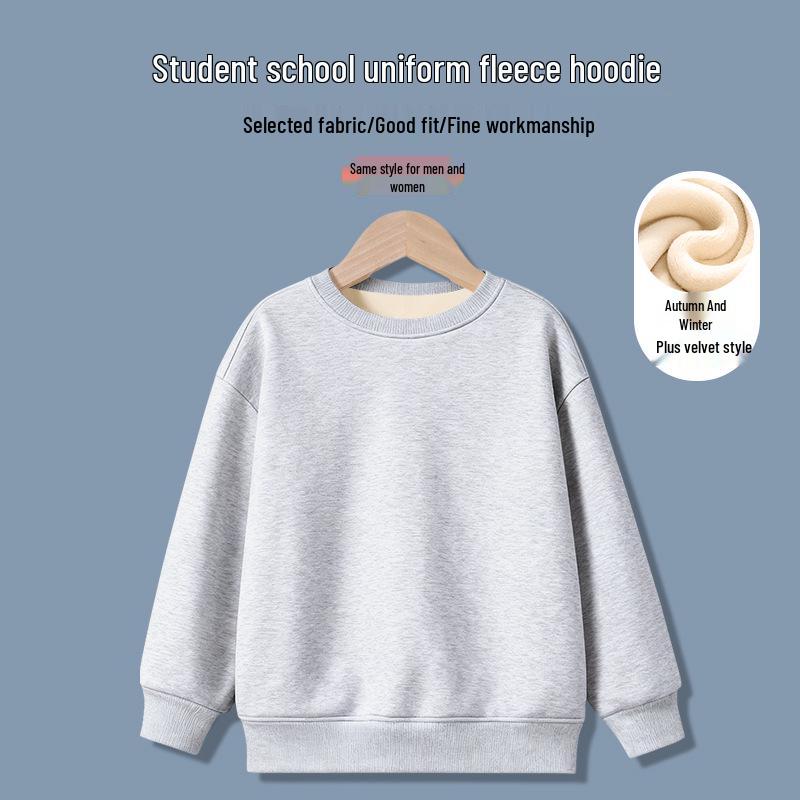 Jungen Sweatshirt mit Fleece-Futter: Warmes, locker geschnittenes Langarm-Oberteil für die Herbst-/Winter-Schuluniform