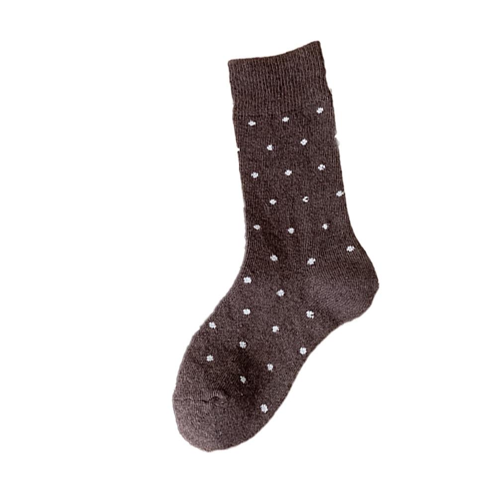 Polka Dot Wool Socks for Women In Autumn and Winter, Thickened Retro Mid-calf Pile Socks with Polka Dots