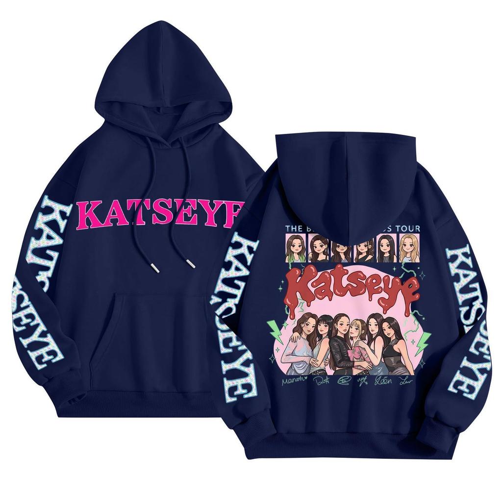 Unisex Mode Leichter Langarm-Pullover mit Taschen Bedruckter Hoodie