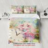 Softville Cozy Town 3PCS Bedding Sets Lop Rabbit Twist the Dial Pinted Duvet Cover No Filling Cartoon Style Queen King Size
