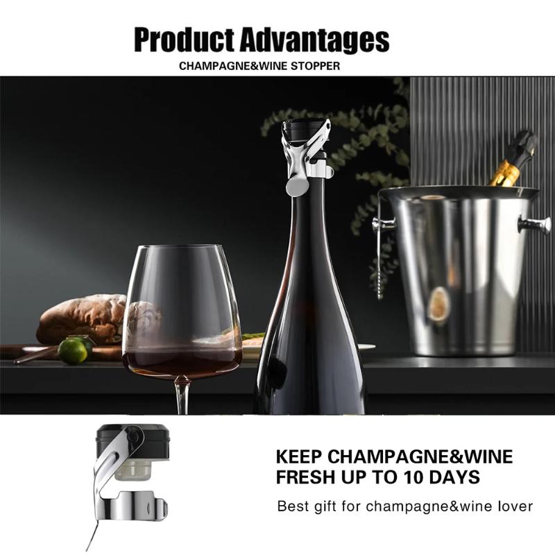 Wine Bottle Stoppers Stainless Steel Press Mode Champagne Stopper Bar Tools Simple Sealing Bottle Cap Keep Wine Fresh