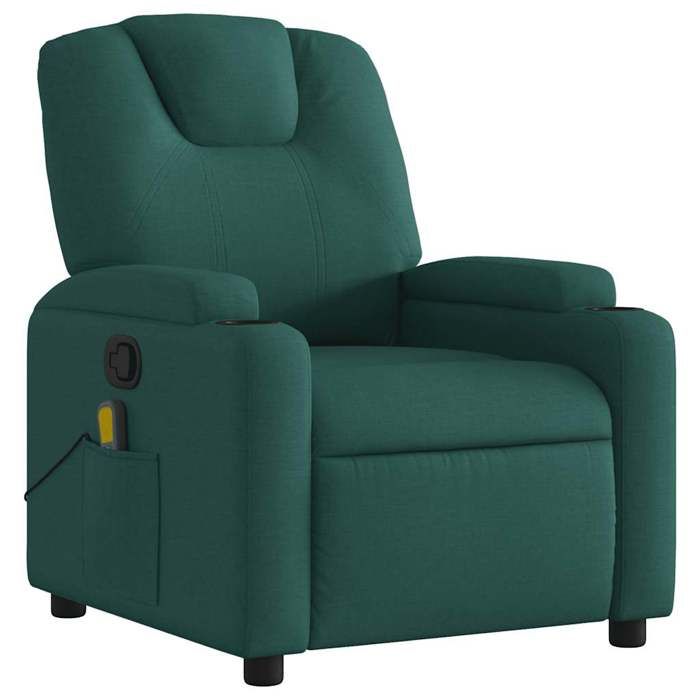 VidaXL Fauteuil de massage inclinable Vert foncé Tissu 372383