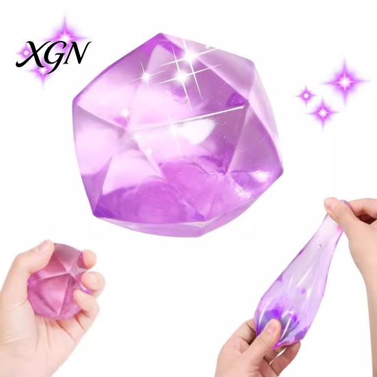 Calming Fidget Toy Transparent Rhinestone Squeeze Anxiety Relief Polyhedron Sensory Safe Stress Ball Anti-anxiety Soft Students Office