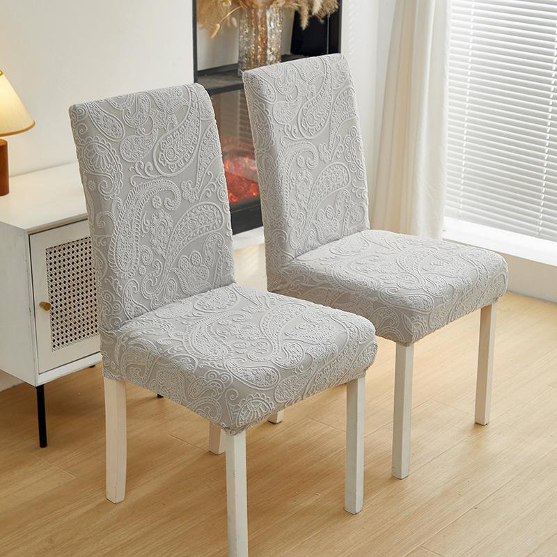 Solid Color Three-dimensional Jacquard Velvet Elastic Seat Cover Non-slip Dirty All-inclusive Chair Cover Living Room Dining Chair Cover