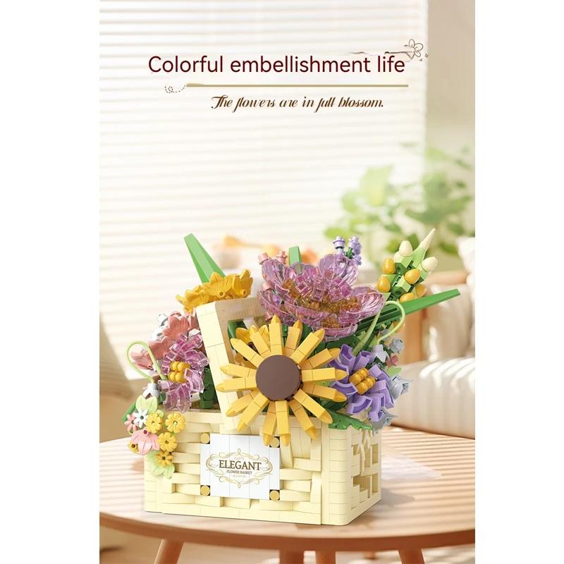 1263pcs Building Blocks DIY Plant Bonsai, Creative Flower Basket Model Set for Adult and Children's  Ideal Holiday Gifts