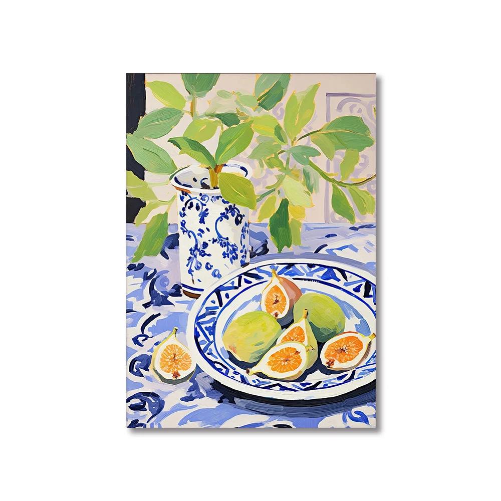 Colorful Modern Abstract Fruit Canvas Prints Maximalist Peach Strawberry Watermelon Wall Art Poster for Living Room Home Decor