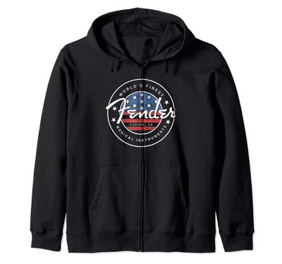 Fender American Flag Circle Stamp Logo Zip Hoodie