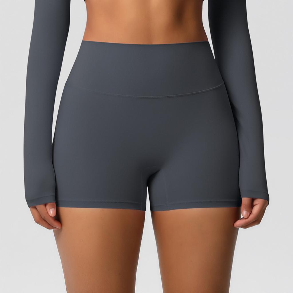 Women's Fashion Color High Waist Tight Hip Lifting Yoga Shorts Running Fitness Three Part Pants