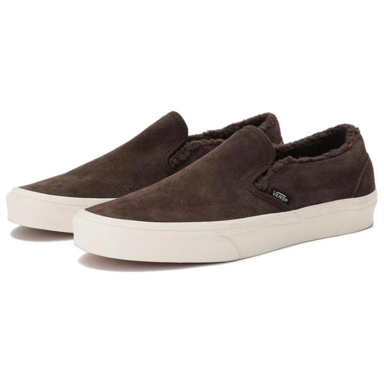 Vans Classic Slip-On Leather Fashion Comfortable Low-Top Skate Shoes Unisex Sneakers Brown VN000CT5DFM