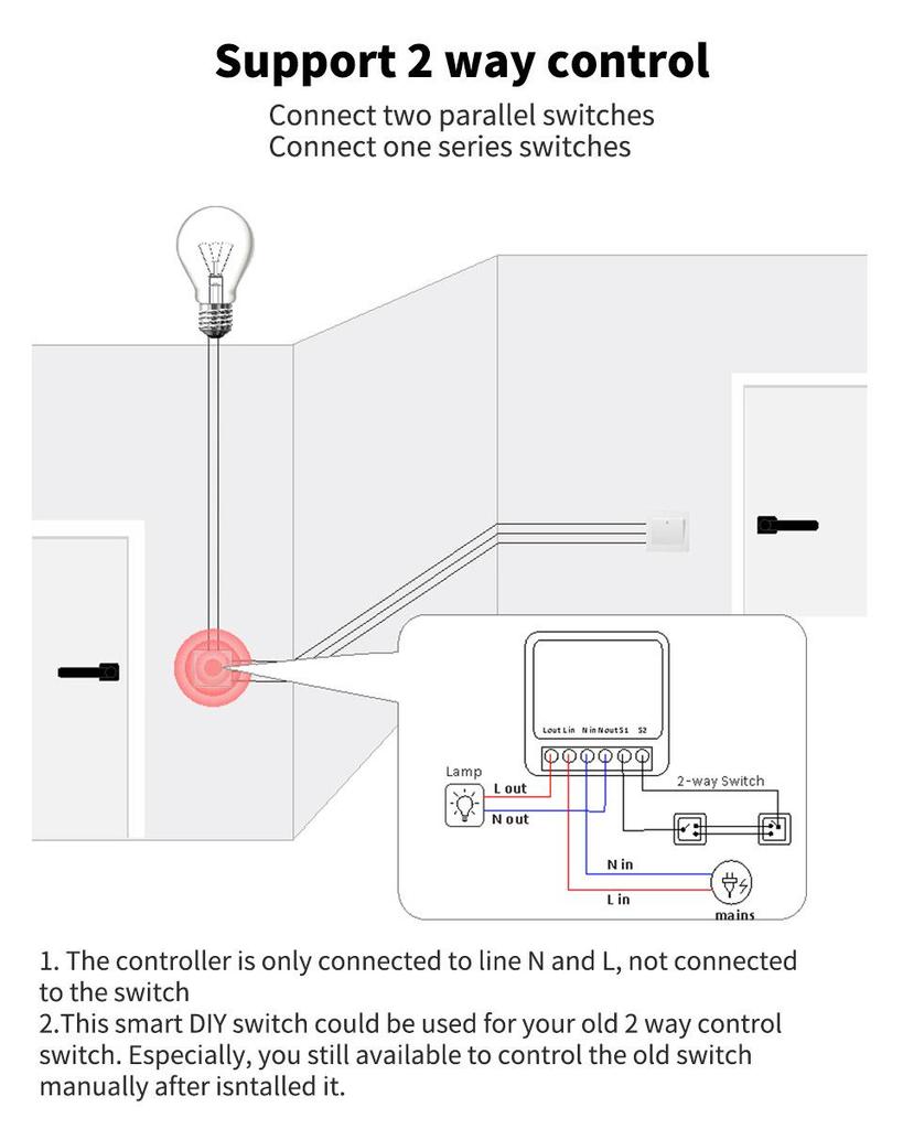 Tuya WiFi Smart Switch: App & Alexa Voice Control, Connects To Dual Control Switch