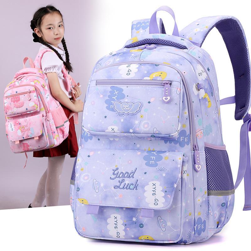 Cute Cartoon Nylon School Backpack For Kids Large Capacity Lightweight Design
