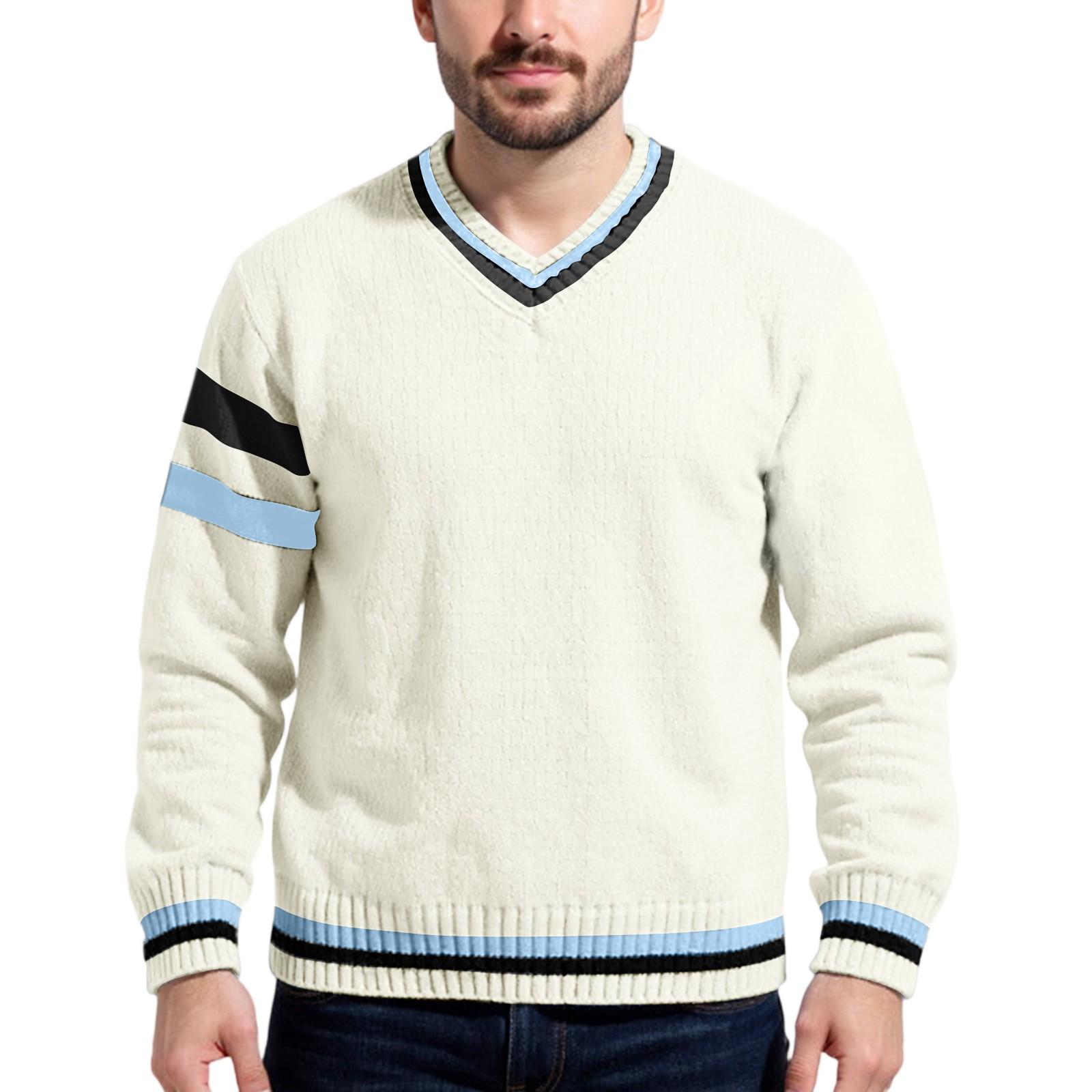 

Men s Casual Loose V-neck Sweater XXXL бежевый