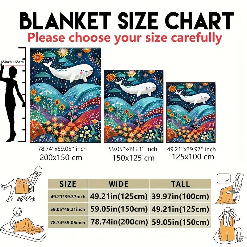 Whales and Sunset Patterns Flannel Printed Blanket Suitable for All Seasons Suitable for Living Room Office Sofa and Travel