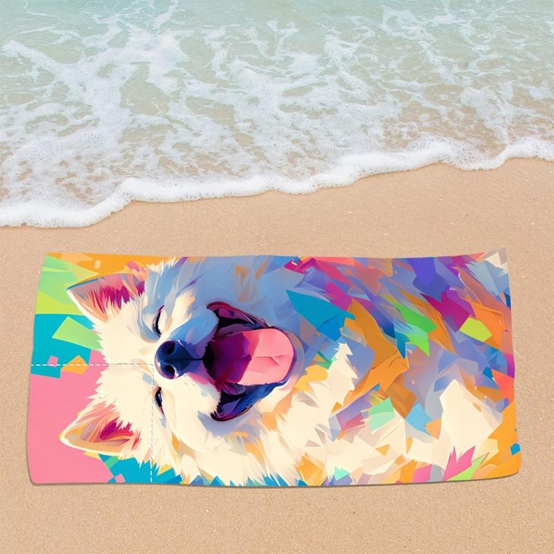 2-in-1 Foldable Beach Towel Backpack,Camping, Yoga and Travel, Absorbent Printed Bath Towel with Built-in Storage, Convertible Beach Mat Carry Bag,1pc