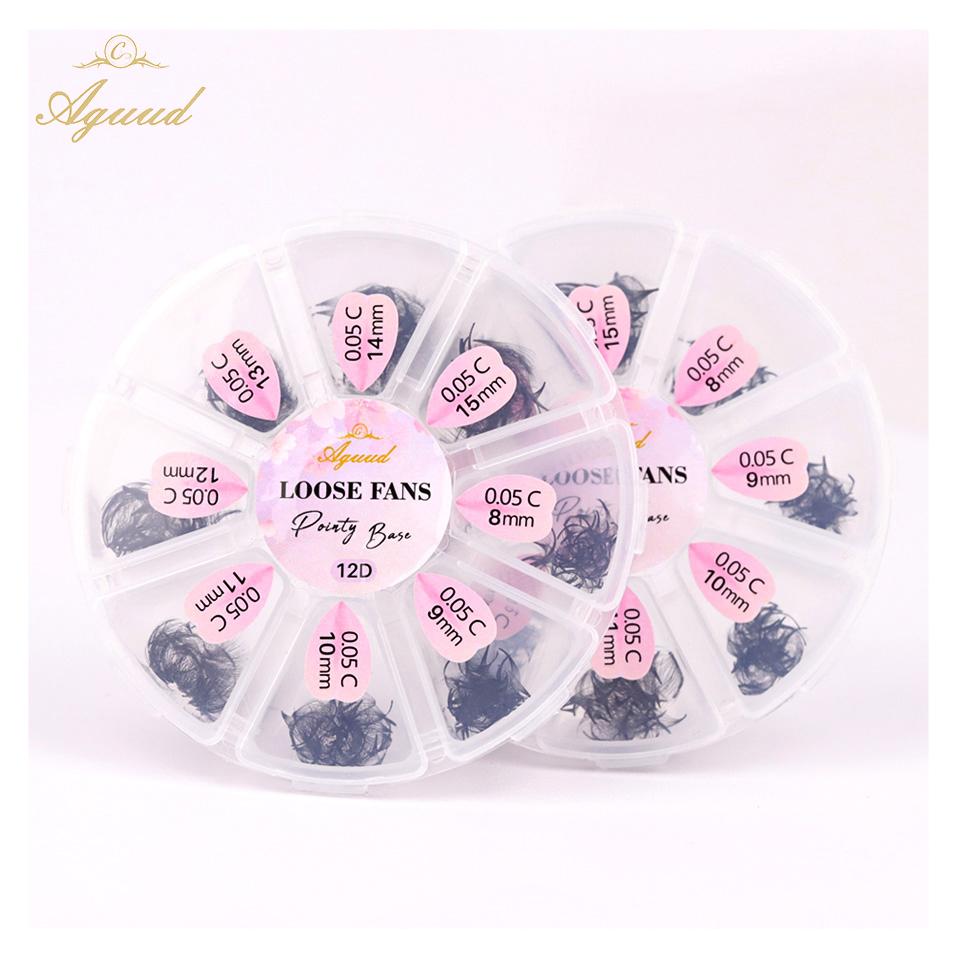 3D-40D Mixed Length Thin Pointy Stem Premade Volume Loose Fan Lash Slim Base Promade Russia Volume Fans Eyelash Extension Loose