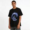 Astronaut Surfing In Space Graphic Casual Short Sleeve T-Shirt Pure Cotton T-shirt