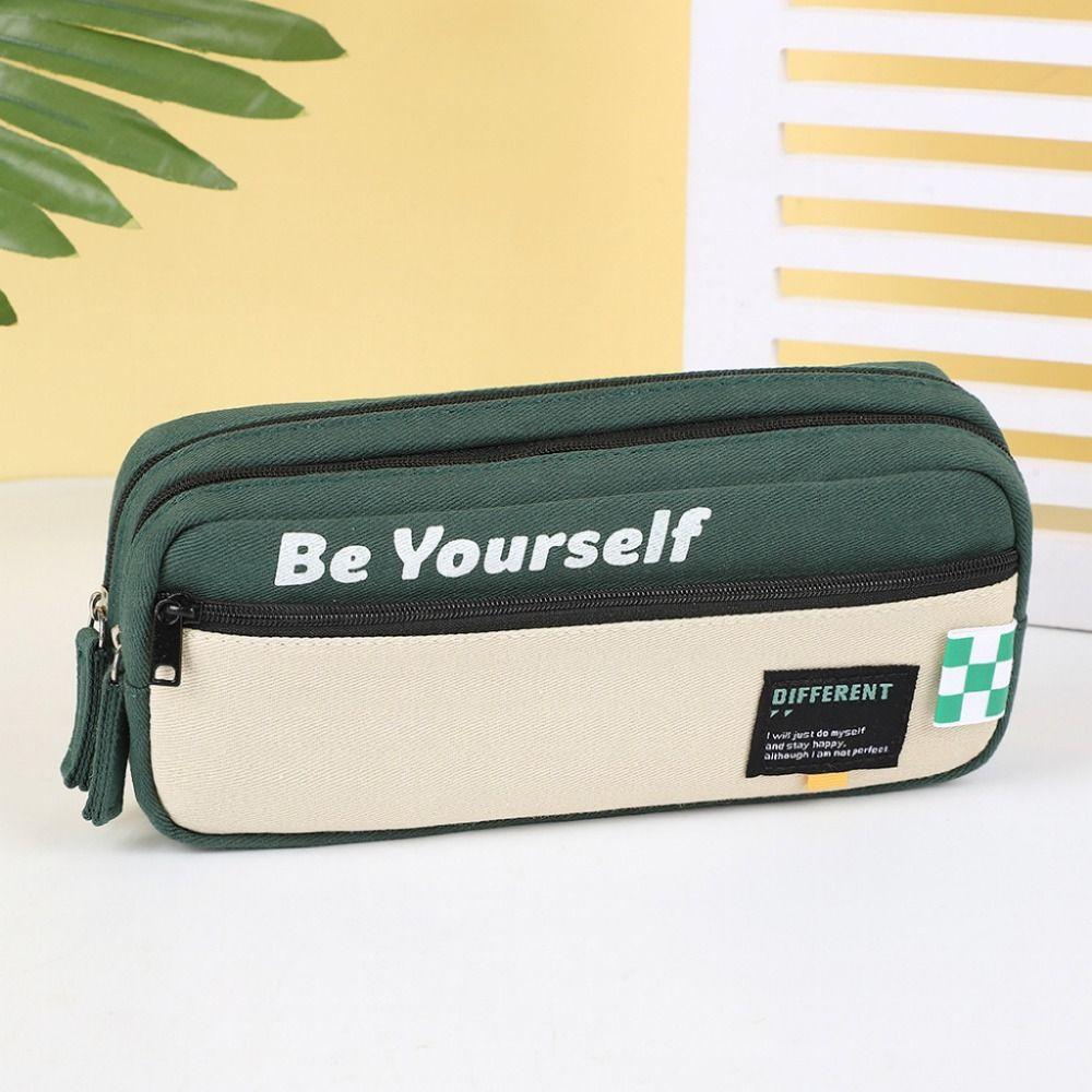 Dirt Resistant Storage Pencil Bag Canvas Cartoon Pencil Cases Student Learning