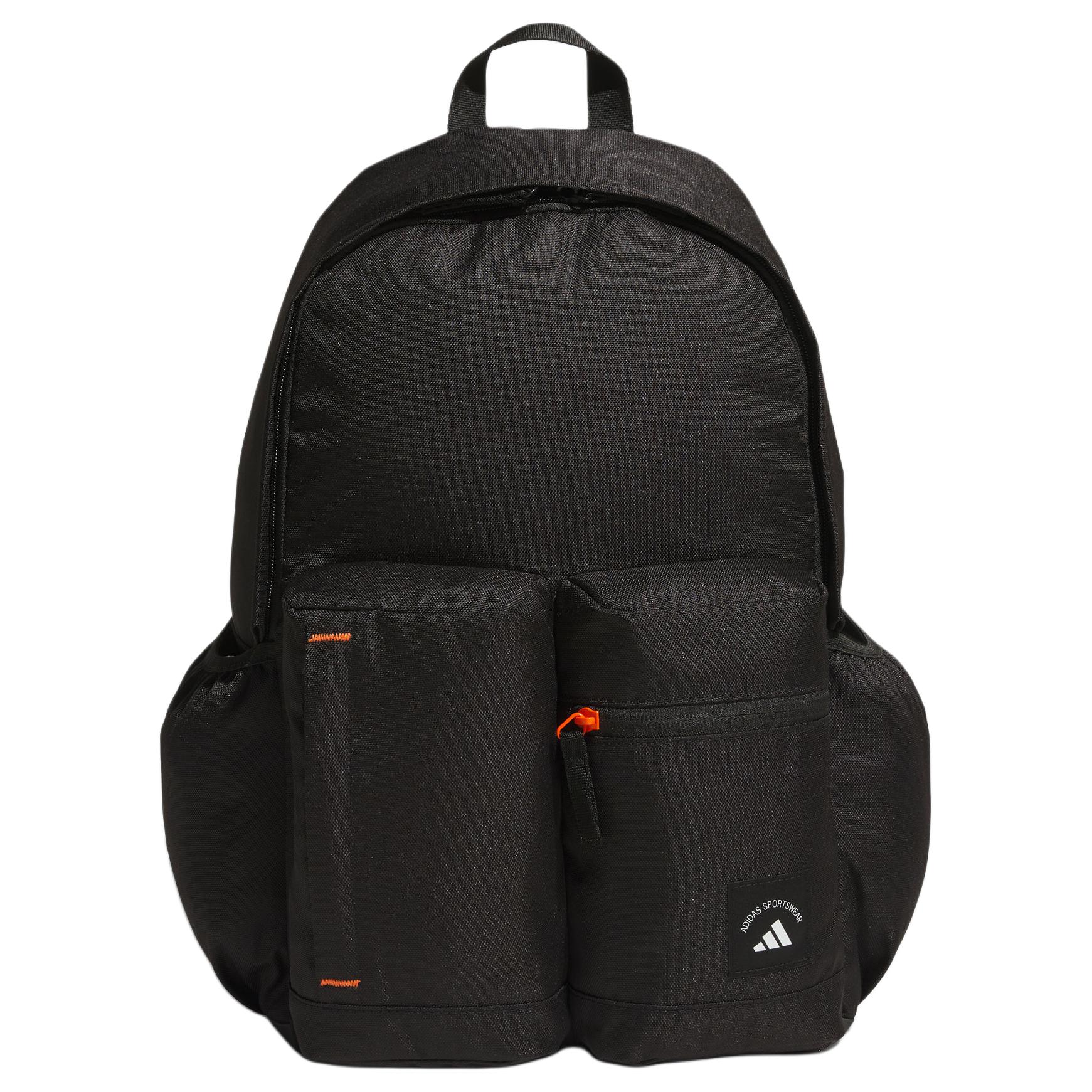 Adidas Must Have Logo Solid Color Polyester Backpack Unisex Backpack Black KC0255 Black