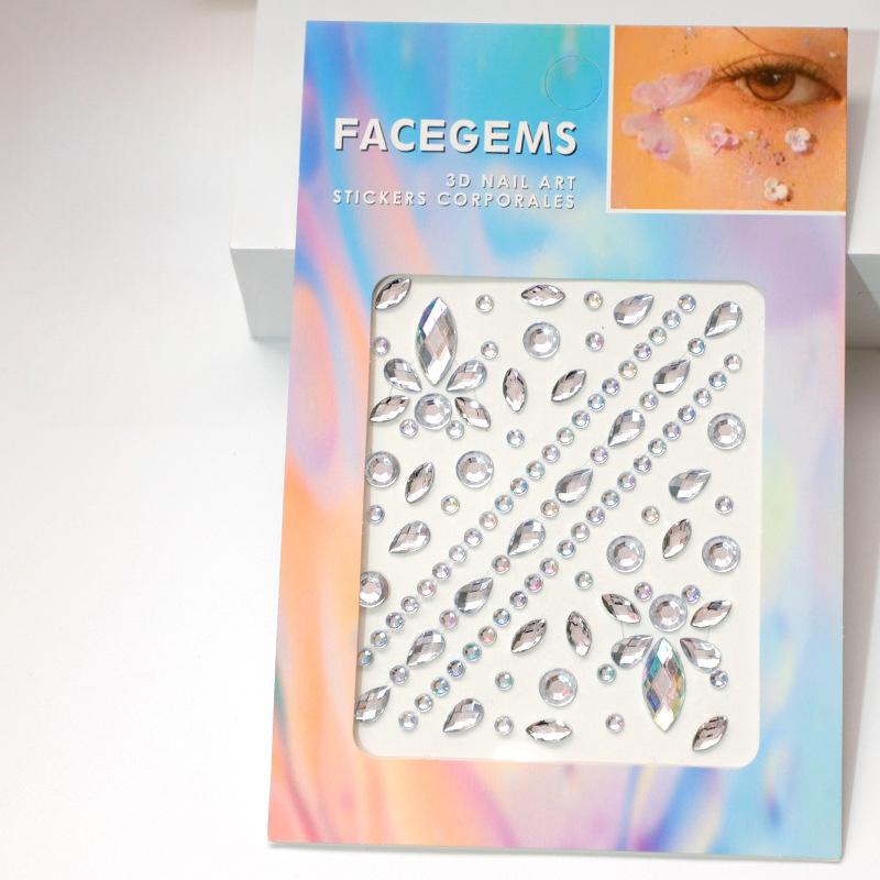 Diamond Eyebrow Tattoo Sticker Glitter Eyeliner Eyebrow Makeup Face Eyes Temporary Tattoo Rock Rhinestone 3D Eyeliner Stickers