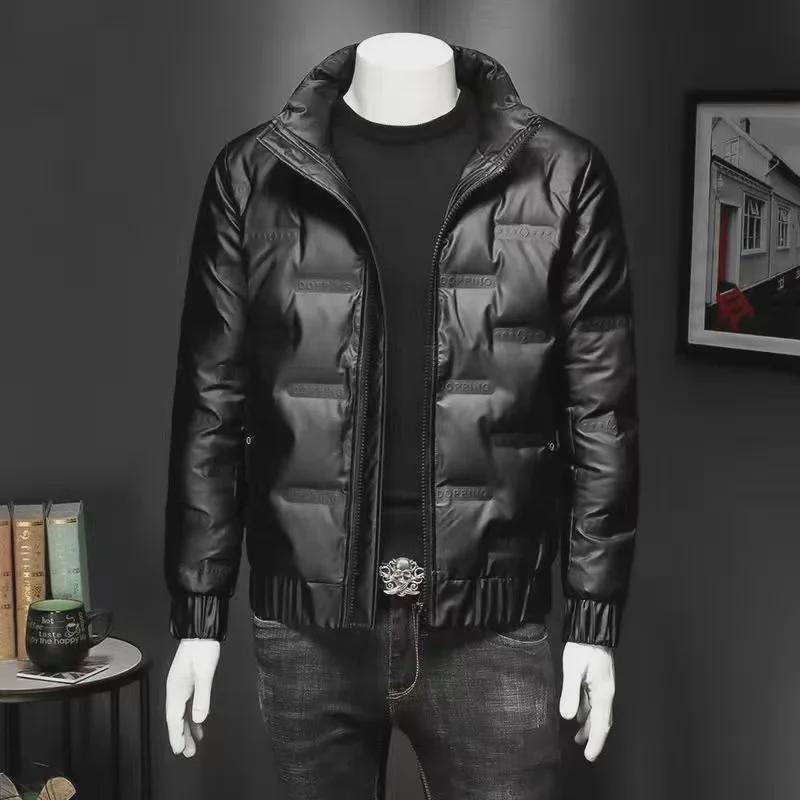 Men's Stylish Stand Collar Shiny Down Cotton Winter Jacket - Warm, Thick & Handsome