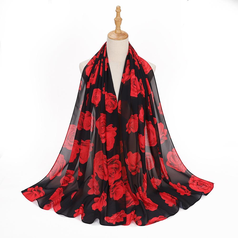 New Designs Printed Hijab Chiffon Scarfs For Women Scarves Muslim Fashion Turbans Malaysian Muslim Hijabs Wraps Ramadan Turban