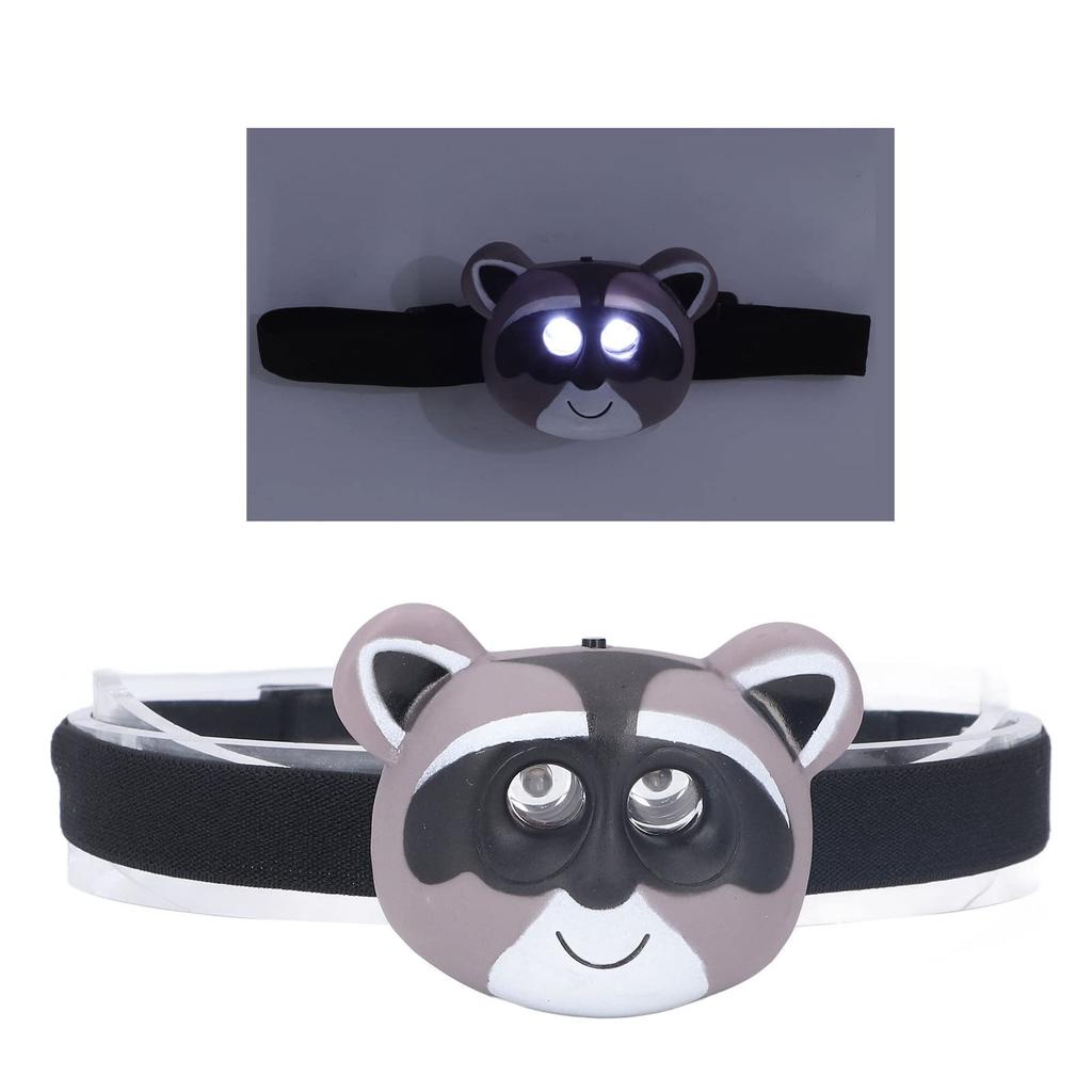 Raccoon LED Headlamp with 2 Lighting Lightweight Plastic Head Flashlight for Kids Modes, Battery-Operated