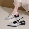 Fashion Hot Selling 2025 New High Quality Leather Strap Heel Women's Retro Mary Jane Shoes Black Metal Buckle Pump Fashion Women's Shoes