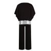 Women's Fashion Color Round Neck Sequin Patchwork Short Sleeve Top Wide Leg Pants Set