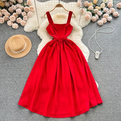 Şık Seksi Kare Boyun Yüksek Bel Kayma Elbise Peri Rahat evaze elbise Yaz Plaj Tatili Vestidos Kadınlar Boho Sundress