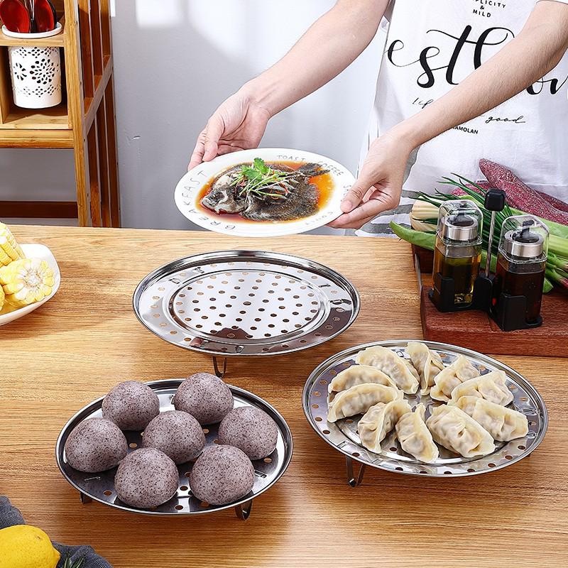 Stainless Steel Multi-Purpose Perforated Steaming Rack with Feet for Dumplings and Rice