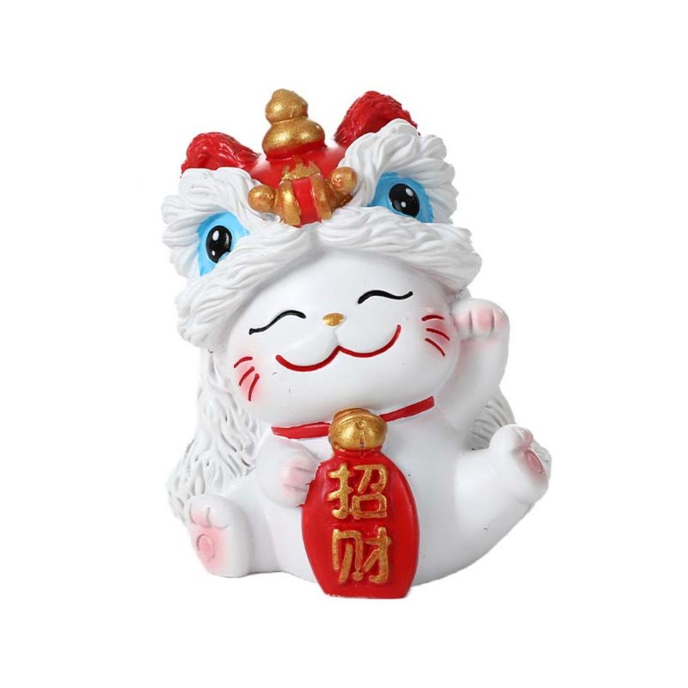 Kawaii Lucky Cat Sculpture Good Fortune New Year Cat Statue Home Decor