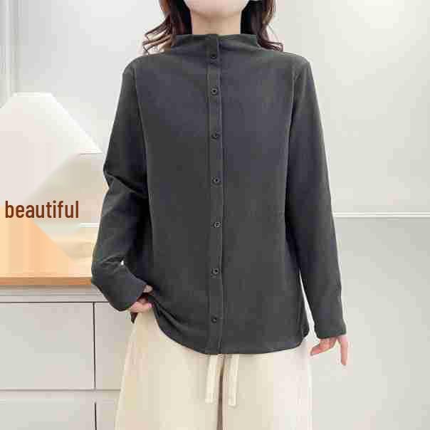 

F42 Plus Velvet Women s Slimming Loose Base Layer T-shirt - Autumn/Winter Style 3XL (recommended 150-170 jin) серый