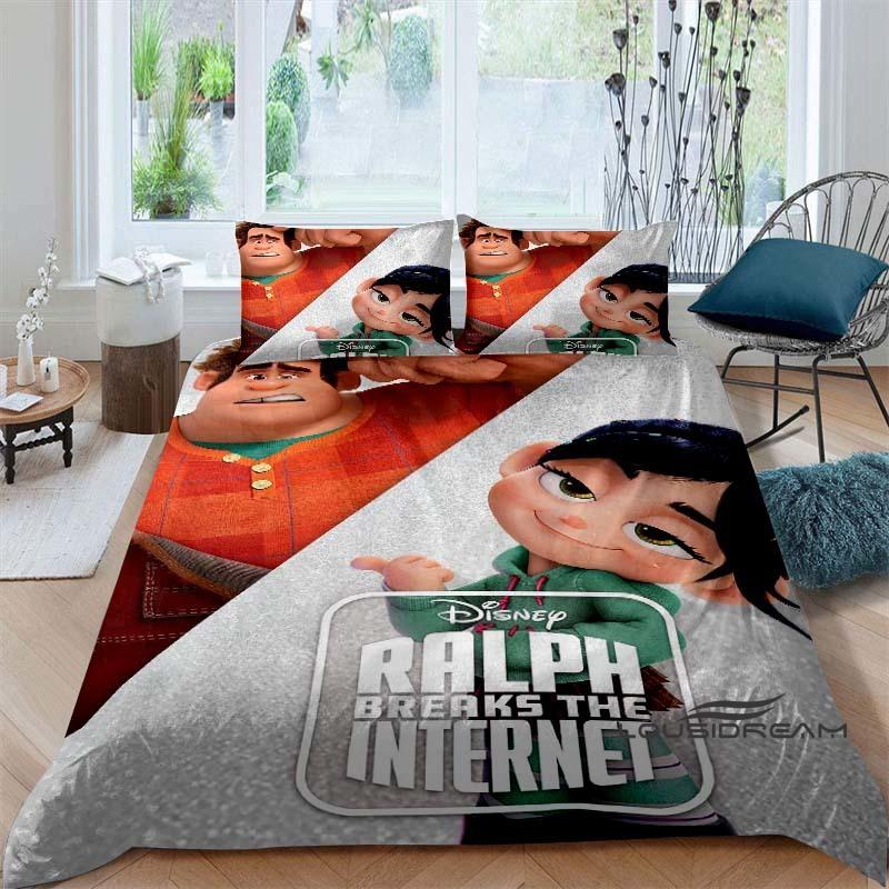 2026 Nuovo Film d'Animazione "Ralph Spaccatutto" Copripiumino e Federa, Set Biancheria da Letto per Bambini, Decorazione per la Camera da Letto