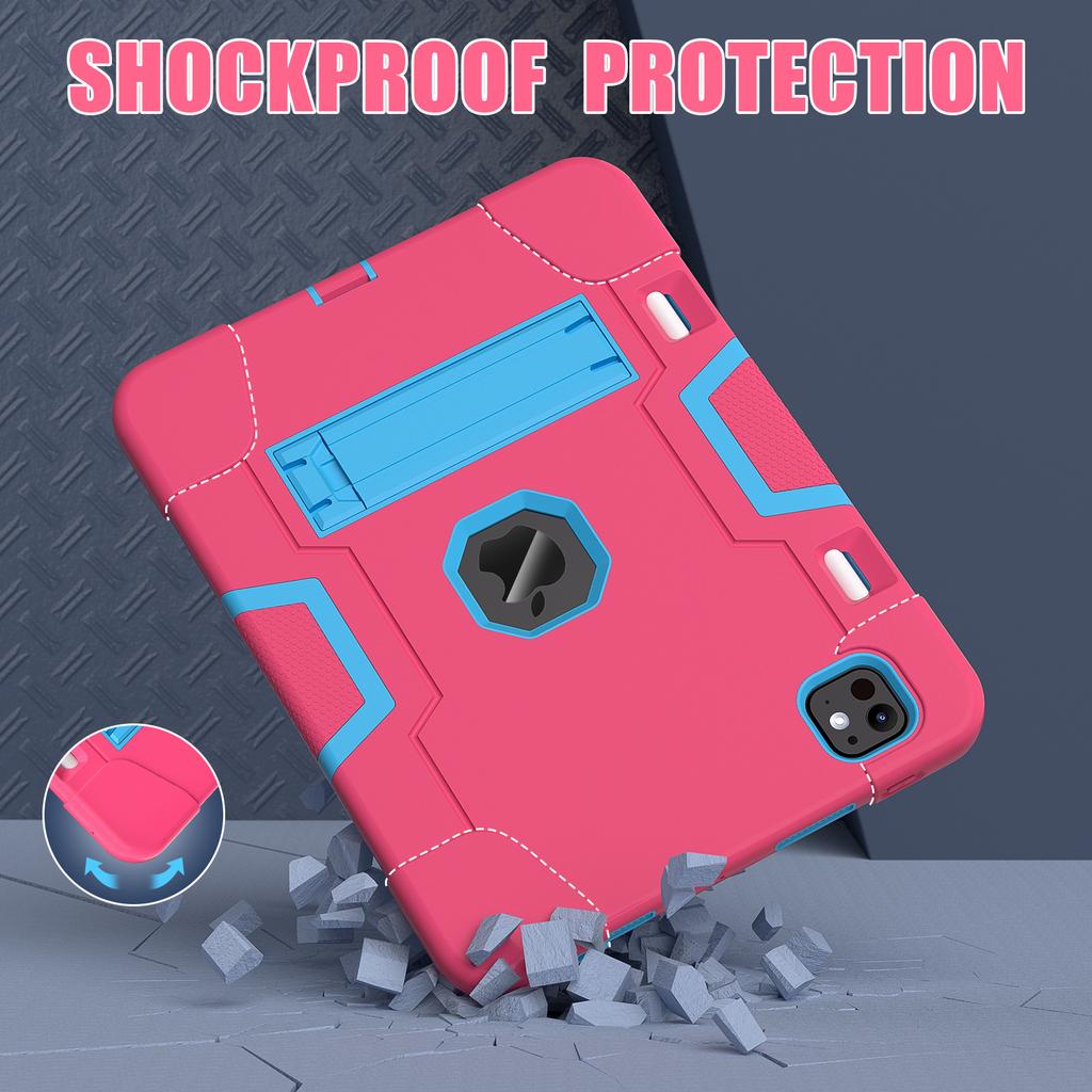 For iPad Pro 11 (2025)/11 (2024) Case Robot Style Silicone + PC Tablet Cover with Kickstand