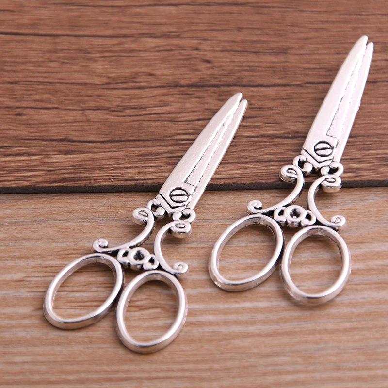 1pc 2-Color DIY Jewelry Large Scissors Alloy Pendant Charm, 60x24mm