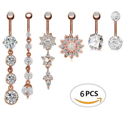 6 -piece Set of Vermiculite Umbilical Nail Australia Belly Navel Belly Navel Buckle Puncture Jewelry